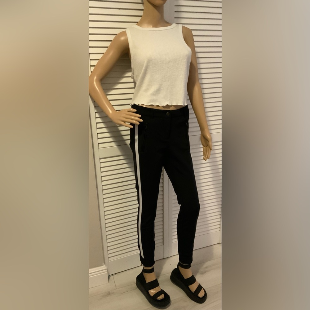 Cambio “Roseline” Side Stripe Pants Black Size 6 (36) Zip Ankles - Picture 4 of 14